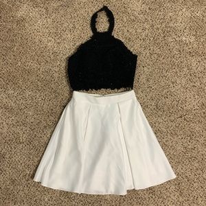 Two Piece Black and White Homecoming/Prom Dress